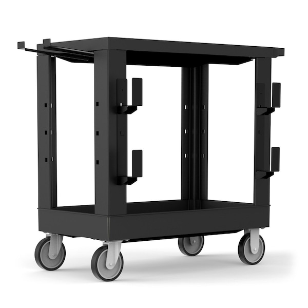 Luxor 32" x 18" Heavy-Duty Industrial Cart - One Flat Shelf, One Tub Shelf with Ladder Holder, Storage Hooks, and Spool Holder EC21-NDUST-B - main